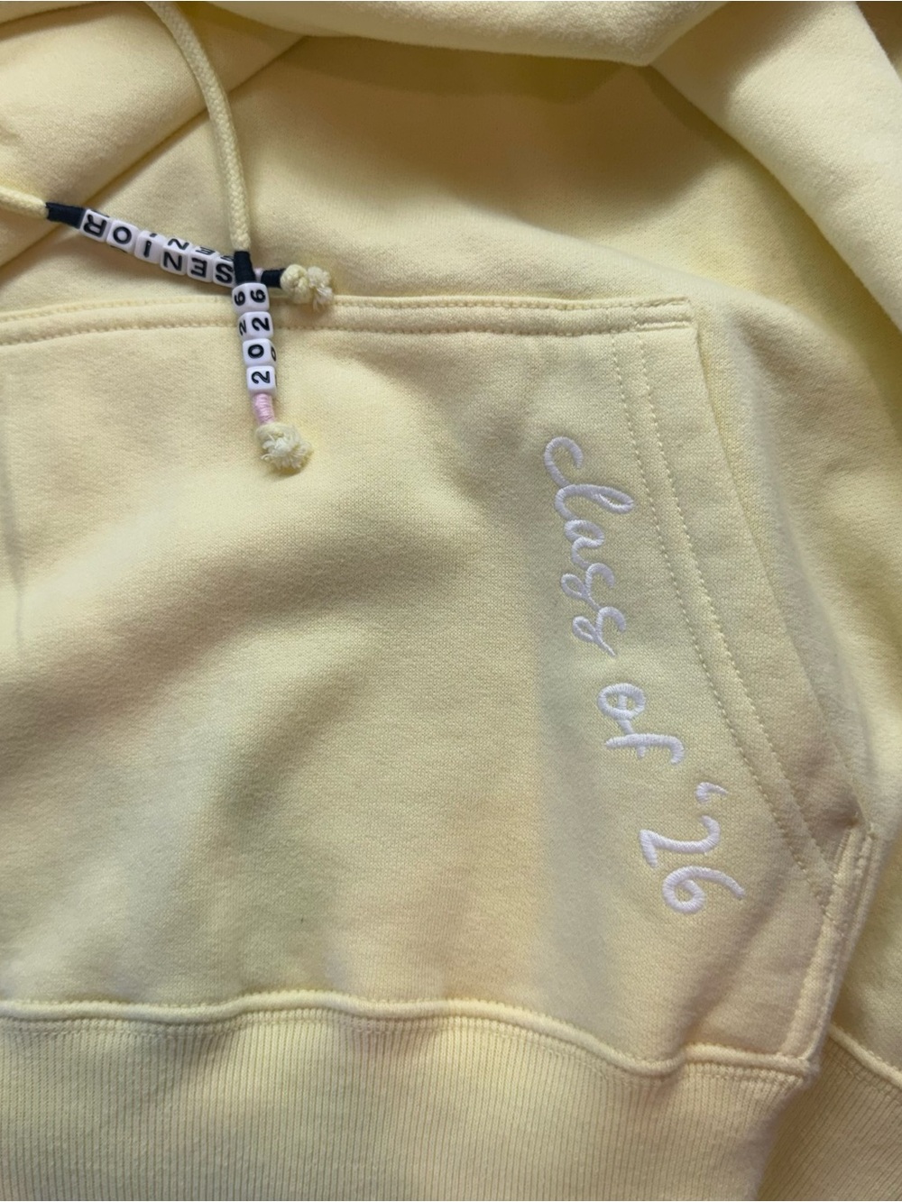 Hollister Pale Yellow Hoodie with White Embroidery